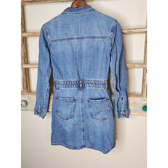 Zara girls medium wash denim mini dress in size 11/12 / 152 - Picture 4 of 8